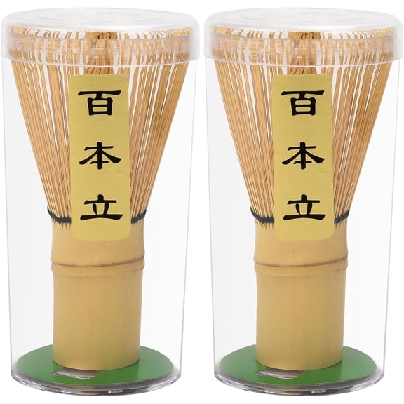 2 Pack Handcrafted Bamboo Whisk for Matcha Powder, Traditional Japanese Chasen for Matcha Stirrer, 100% Natural Matcha Wisk