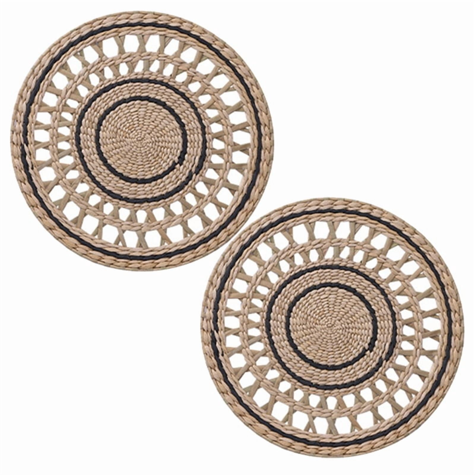 2-Pack Handcrafted Rattan Wicker Wall Decor - Circular Wall Hanging for ...