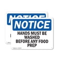 thumbnail image 1 of (2 Pack) Hands Must Be Washed Before Any Food Prep OSHA Notice Sign 14 Inch X 10 Inch Indoor / Outdoor Rust-Free Aluminum Metal Signs for Workplace, Workshop, and Construction Site,, 1 of 8