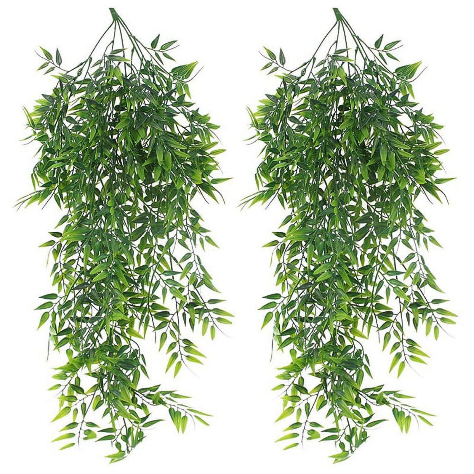 2 Pack Hanging Artificial Plants Bamboo Faux Hanging Bamboo Leaves