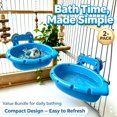 thumbnail image 1 of 2 Pack Hanging Bird Bath Tub Feeder Boxes, Plastic Multifunctional Bird Water Dish Food Bowl with Secure Cage Clips, Spatter-Proof Bird Cage Accessory, 1 of 7