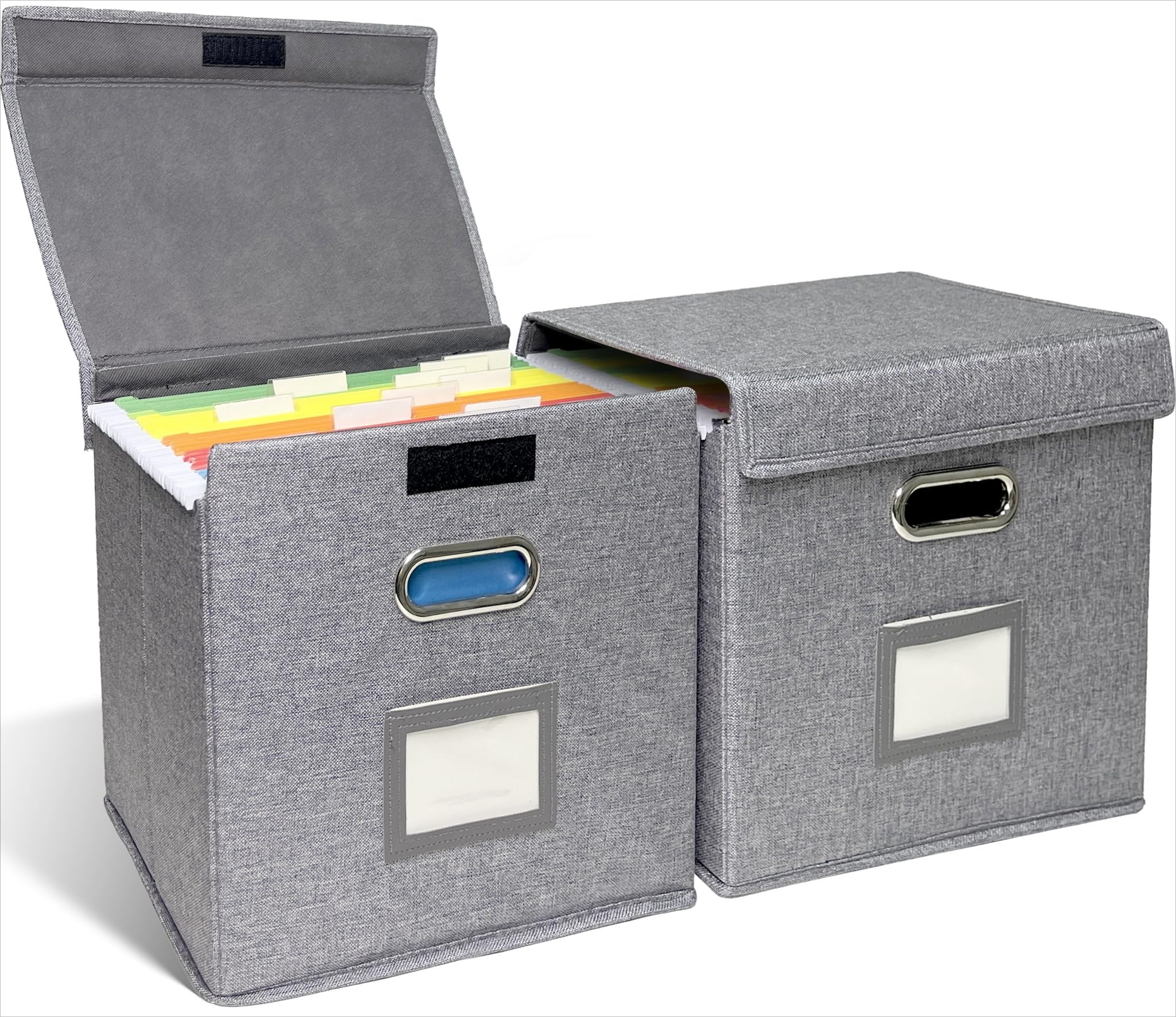 2 Pack Hanging File Folder Box with Lid, Durable Letter Size Filing ...
