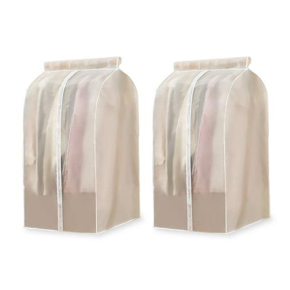2 Pack Hanging Garment Bags for Closet Storage, 35" Garment Covers Hanging Clothes Bag Organizer, Wardrobe Bag Sealed Clothes Cover Protector for Suit Coats Shirts (605090)