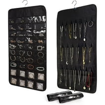 2 Pack Hanging Jewelry Organizer（80 Pocket）, Hanging Accessories Closet Organizers for Earring Necklace Holder for Jewellery,Black