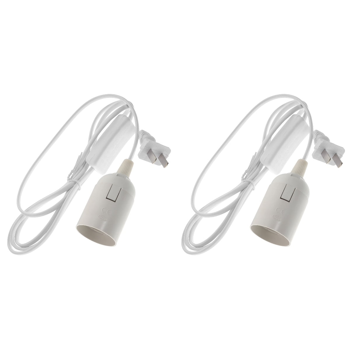 2 Pack Hanging Lamp Holder with Wire Pendant Light Cord Power Chandelier Bulbs Socket White Pvc