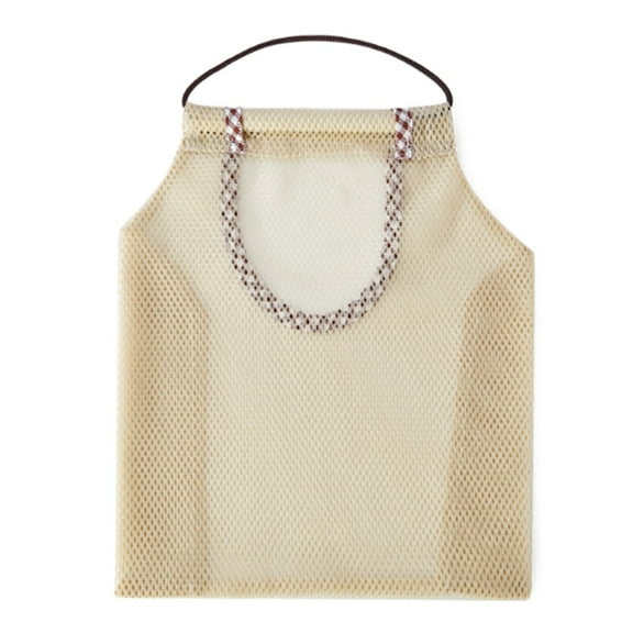 2 Pack Hanging Mesh Storage Bags Potatoes Bags Onion Bags Mesh Garlic Net Bags Long and Large Reusable Net Storage Mesh Produce Bags for Kitchen Reusable Grocery Bags (Top opening beige)