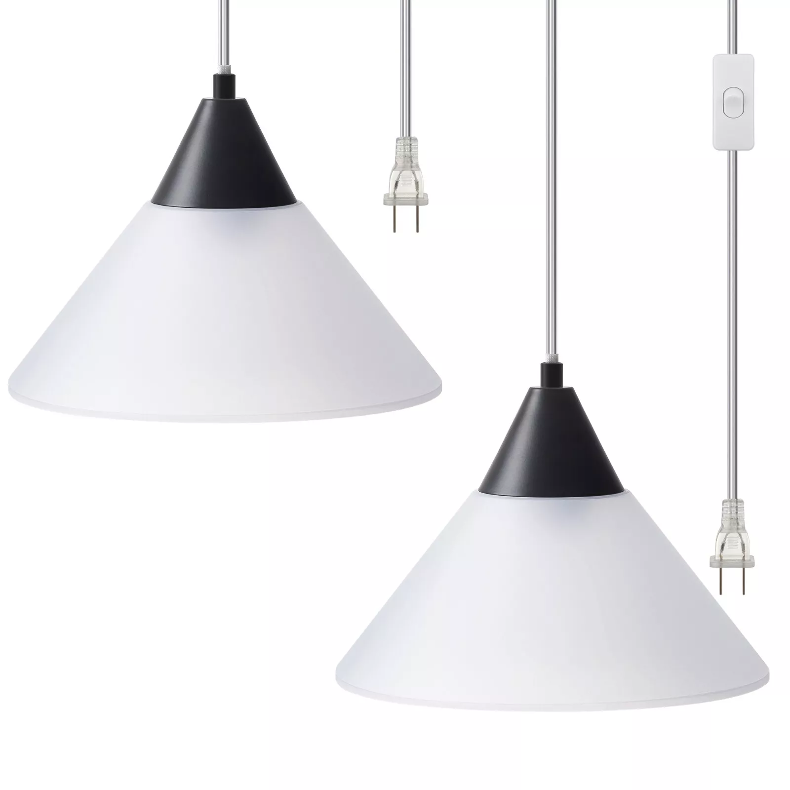 2 Pack Hanging Pendant Light Plug in, On/Off Switch - Walmart.com