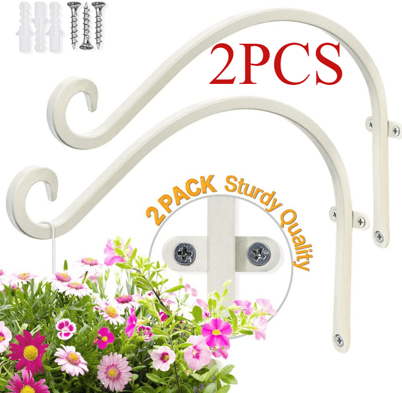 2 Pack Hanging Plant Bracket, 12 inch Metal Plant Hook Shepherds Hook, Decorative Wall Plant Hanger for Hanging Lanterns, Bird Feeder, Flower Basket, Home Decor Indoor & Outdoor(Black and White)