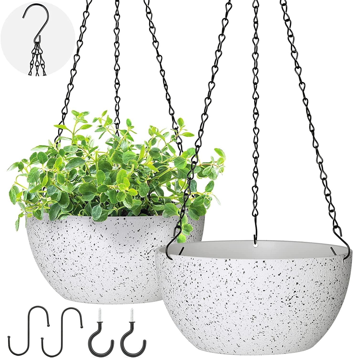 Fabulas 9 Inch Hanging Planter Pots for Indoor & Outdoor Plants with  Drainage Holes and Ceiling Hooks - Walmart.com