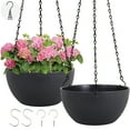 thumbnail image 1 of 2 Pack Hanging Planters for Indoor Outdoor Plants, 9 Inch Flower Pots with Drainage Holes and Chains, Plastic Hanging Baskets with S-Hooks and Ceiling Hooks for Home and Garden Decor（Black）, 1 of 8