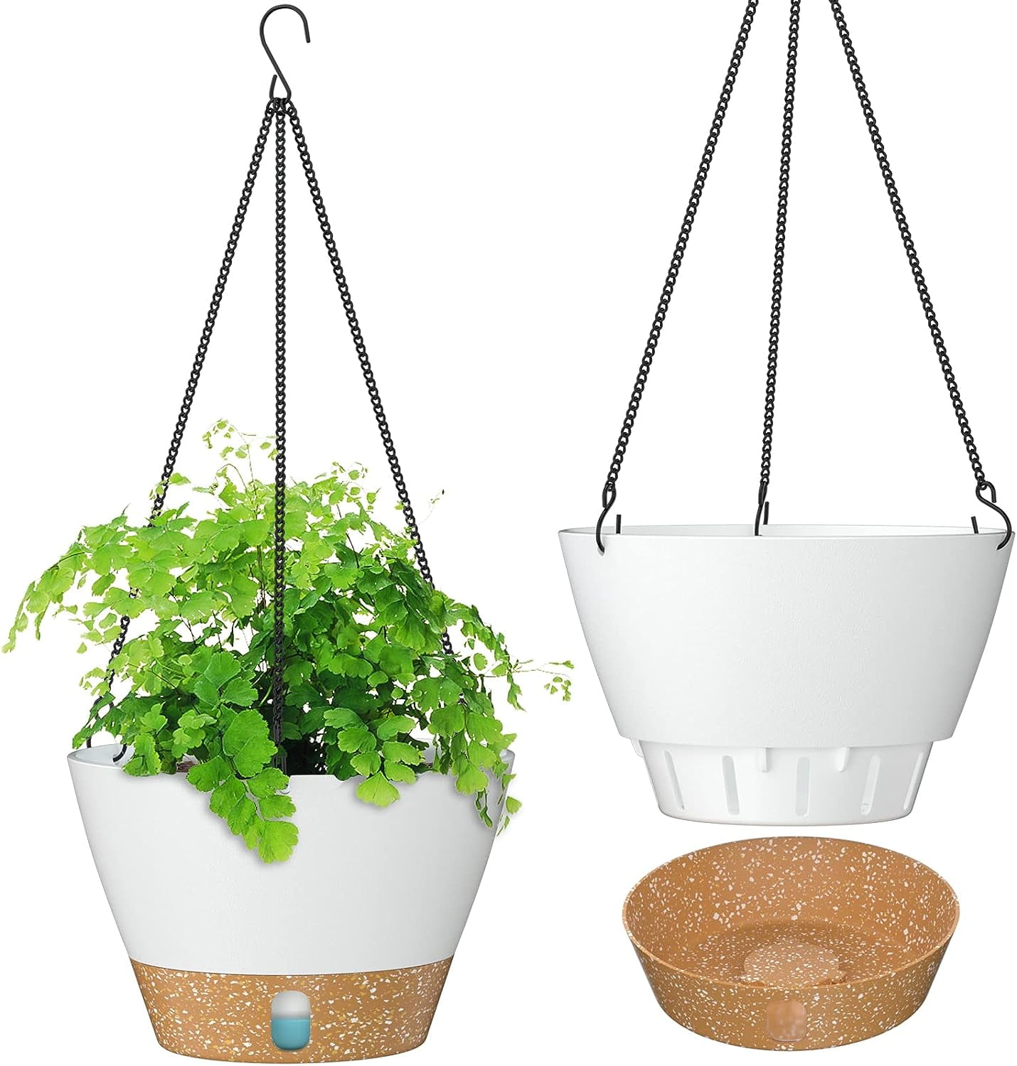 2 Pack Hanging Planters Set,8 Inch Indoor Outdoor Hanging Plant Pot ...