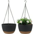 thumbnail image 1 of 2 Pack Hanging Set,10 Inch Indoor Outdoor Hanging Plant Pot Basket,Hanging Flower Pot with Drainage Hole with 3 Hooks for Garden Home, 1 of 10