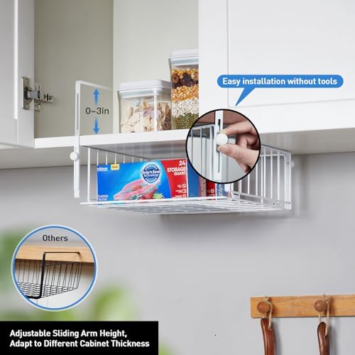 2 Pack Hanging Under Shelf Storage Basket,Adjustable Under Cabinet Add ...