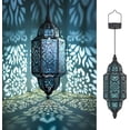 thumbnail image 1 of 2 Pack Hanging Solar Lights Outdoor Garden Decorative Solar Lantern Waterproof Metal Moroccan Outdoor Decorations for Patio Pathway Yard Porch Backyard Garden Decor (Black, 2 Pack), 1 of 7