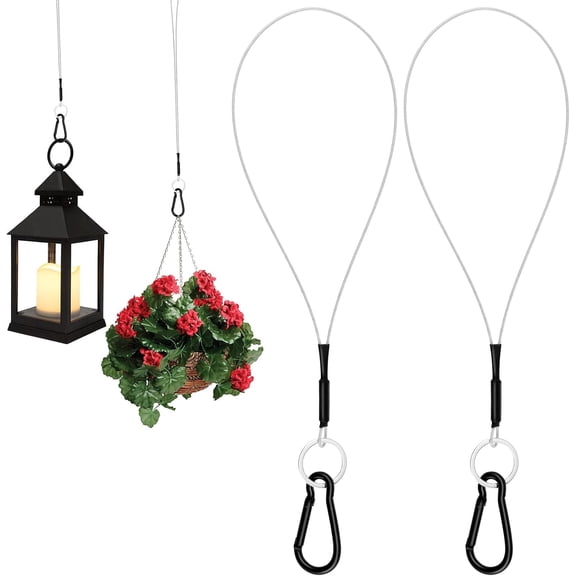 2 Pack Hanging Straps with Carabiner Hook 8 Inch Hanging Chain Cable Rope for Bird Feeders, Tree, Plant Extenders, Lanterns, Yard Christmas Decorations