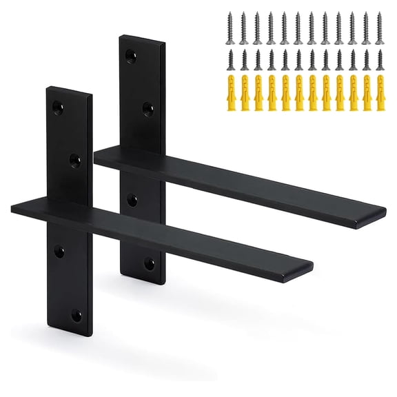(2-Pack) Hanging T Shelf Bracket,Solid Heavy Duty Steel Knee Wall Hidden Granite Countertop Support Floating Bracket Hardware.Universal. 12" DIY Projects, Screws Included (T Shelf Bracket,12")