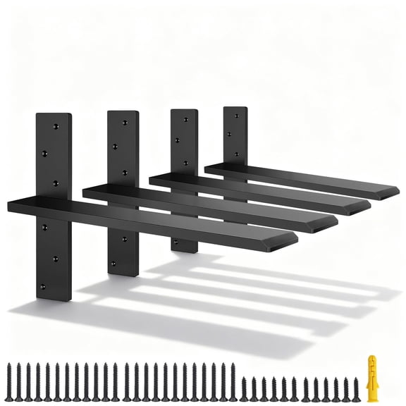 (2-Pack) Hanging T Shelf Bracket,Solid Heavy Duty Steel Knee Wall Hidden Granite Countertop Support Floating Bracket Hardware.Universal. 12" DIY Projects, Screws Included (T Shelf Bracket,12")