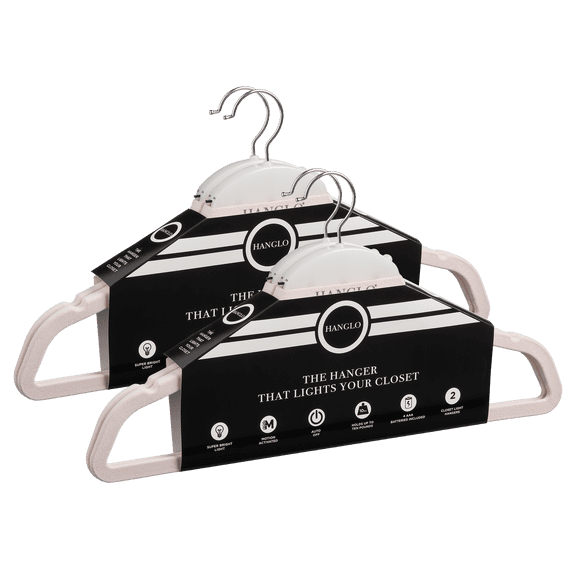 2-Pack: Hanglo Hanger 2in1 Hanger and Closet Light (Blush)