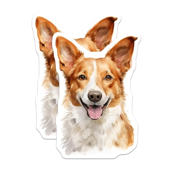 (2 Pack) Happy Corgi Magnets - Smiling Pembroke Welsh Corgi Dog Art - Cute Animal Pet Lover Fridge Locker Display Accessory - 5 Inches On Longest Side - Thick Durable Magnet - Made in USA - MAG23315
