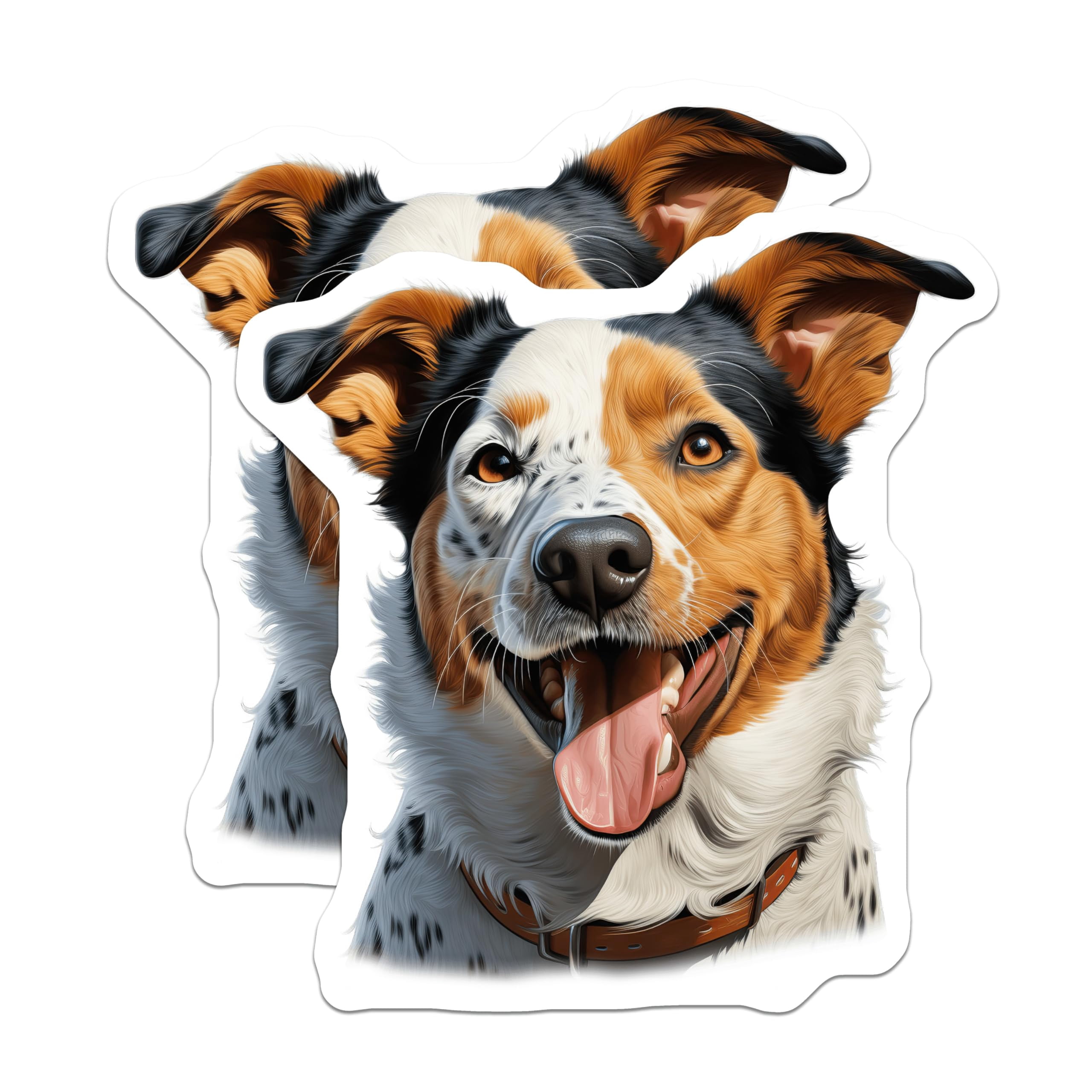 (2 Pack) Happy Dog Stickers - Tri Color Australian Shepherd - Smiling ...