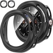 2 Pack Hard Bumper Case with Built in Tempered Glass for Galaxy Watch 8 Classic 46mm, Full Face Anti Scratch Smartwatch Protective Cover