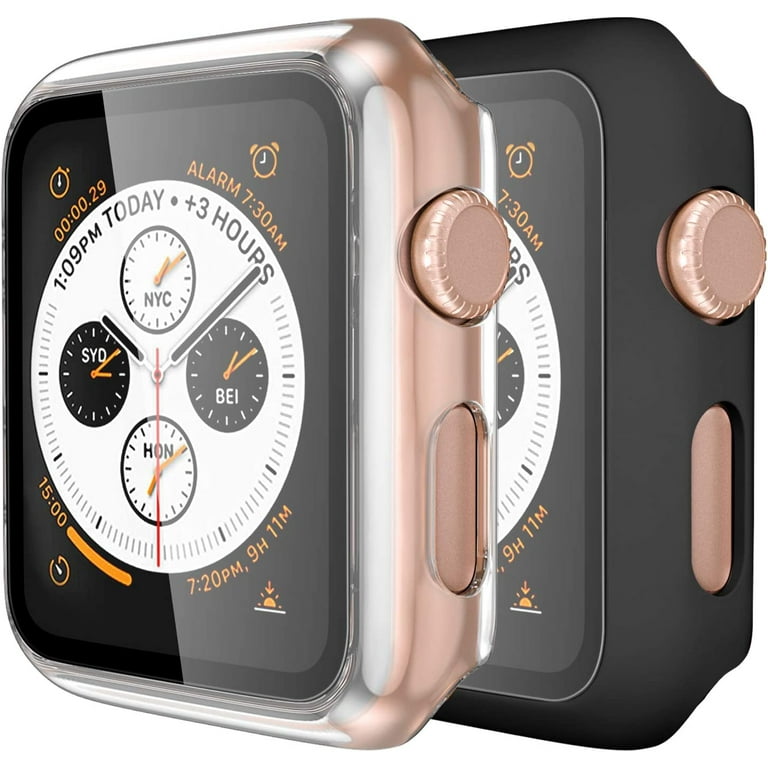 2 Pack Hard Case for Apple Watch 42mm Series 1 with Screen Protector Full Body Protective Bumper Case Cover for iWatch Series 3 2 1 Matte
