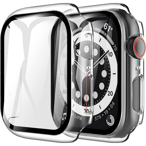 2 Pack Hard Case for Apple Watch Series 7 41mm with Built-in Tempered Glass Screen Protector,ePacks Thin HD Hard PC Bumper Full Coverage Bubble-Free Cover for iWatch Accessories, HD Clear
