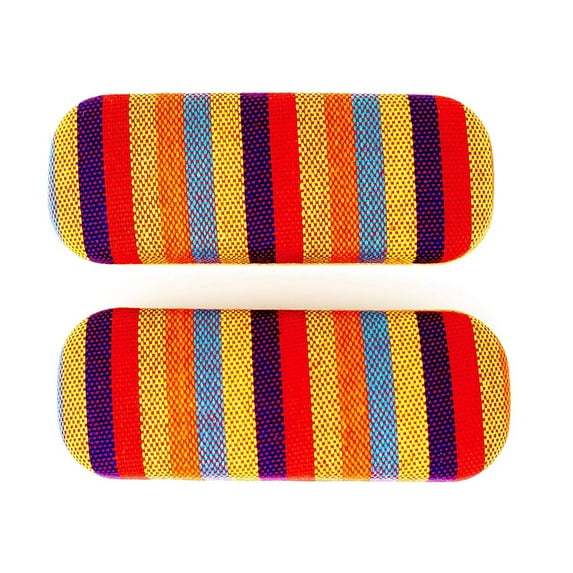 2 Pack Hard Eyeglass Case, Glasses Holder For Women, Men, Girls, Boys- Colorful Stripes, Rainbow