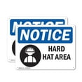 thumbnail image 1 of (2 Pack) Hard Hat Area OSHA Notice Sign 10 Inch X 7 Inch Plastic Sign, Weather Resistant, UV Protected for Workplace, Business, and Construction Site, Made in the USA, 1 of 8