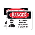 thumbnail image 1 of (2 Pack) Hard Hat Required While Crane In Operation OSHA Danger Sign, 1 of 7