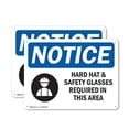 thumbnail image 1 of (2 Pack) Hard Hat Safety Glasses Required In Area OSHA Notice Sign 14 Inch X 10 Inch Indoor / Outdoor Rust-Free Aluminum Metal Signs for Workplace, Workshop, and Construction Site, Made, 1 of 8