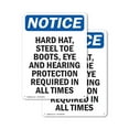 thumbnail image 1 of (2 Pack) Hard Hat Steel Toe Boots Eye OSHA Notice Sign 7 Inch X 10 Inch Plastic Sign, Weather Resistant, UV Protected for Workplace, Business, and Construction Site, Made in the USA, 1 of 8