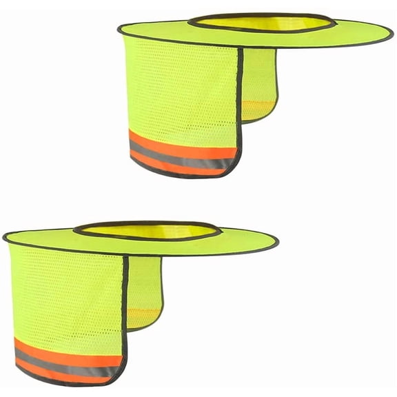 2 Pack Hard Hat Sun Shield Full Brim Mesh Neck Sunshade, High Visibility Sunshield w/Reflective Stripe for Hardhats