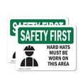 thumbnail image 1 of (2 Pack) Hard Hats Must Be Worn In This Area With Symbol OSHA Safety First Sign, 1 of 7