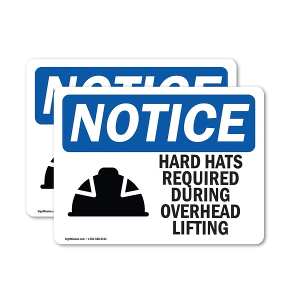 (2 Pack) Hard Hats Required During Overhead Sign