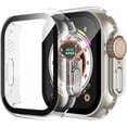 thumbnail image 1 of 2 Pack Hard PC Case with Tempered Glass Screen Protector Compatible with Apple Watch Ultra 3 (2025) / 2 / Ultra 49mm, Scratch Resistant Full Coverage Cover for iWatch, Clear, 1 of 6