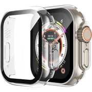 2 Pack Hard PC Case with Tempered Glass Screen Protector Compatible with Apple Watch Ultra 3 (2025) / 2 / Ultra 49mm, Scratch Resistant Full Coverage Cover for 