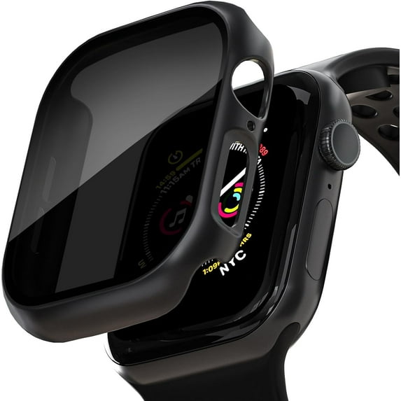 2 Pack Hard PC Case Built in Tempered Glass Compatible with Apple Watch Series 11 Series 10 46mm Thin Protective Case with Screen Protector for iWatch, Shockproof Cover with Button, Privacy