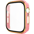 thumbnail image 1 of 2 Pack Hard PC Case Compatible with Apple Watch Series 6 SE Series 5 Series 4 42mm with Tempered Glass Screen Protector, Full Coverage, Touch Sensitive, Ultra-Thin HD Bumper - Rose with Gold, 1 of 1