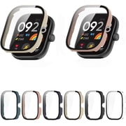 2 Pack Hard PC Case with Screen Protector Compatible with Redmi Watch 4 Smartwatch Accessories Full Coverage Ultra-Thin Protective Cover Bumper Guard HD Tempered Glass Film for Women Men