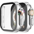 thumbnail image 1 of 2 Pack Hard PC Case with Tempered Glass Screen Protector Compatible with Apple Watch Series 10 42mm, Scratch Resistant Lightweight Full Coverage Cover for iWatch, 1 Silver + 1 Clear, 1 of 7