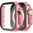 thumbnail image 1 of 2 Pack Hard PC Case Built in Tempered Glass Compatible with 49mm Apple Watch Ultra 3 2025 / 2 (2024)/ Ultra, Protective Case with Screen Protector for iWatch, Shockproof Cover, 1 Pink + 1 Transparent, 1 of 7