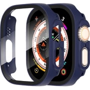 2 Pack Hard PC Case with Tempered Glass Screen Protector Compatible with Apple Watch Ultra 3 (2025) / 2 / Ultra 49mm, Scratch Resistant Full Coverage Cover for 