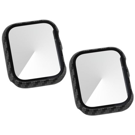 2 Pack Hard PC Case with Tempered Glass Screen Protector Compatible with Apple Watch SE Series 6 Series 5 Series 4 40mm carboon fiber