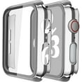 thumbnail image 1 of 2 Pack Hard PC Case with Tempered Glass Screen Protector Compatible with Apple Watch Series 6 SE Series 5 Series 4 44mm, Transparent, 1 of 16