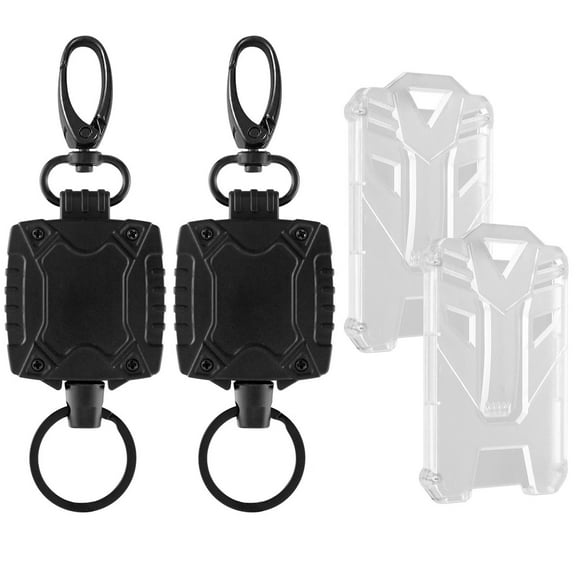 2 Pack of Hard Plastic ID Badge Holder with Retractable Lanyard | Heavy Duty Badge Reel with Flexible Wire, Card Holder Retractable Clip and Lanyards for ID Badges | Work ID Holder, White