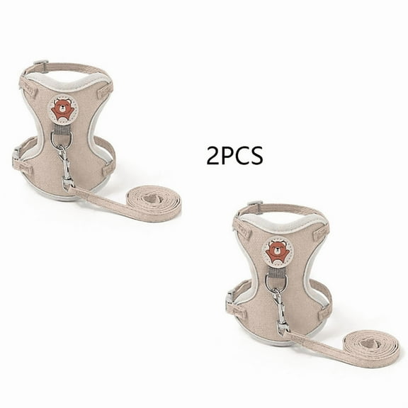 2-Pack  Harness and Traction Rope  Adjustable Small Animal Vest Harness with Safety Buckle