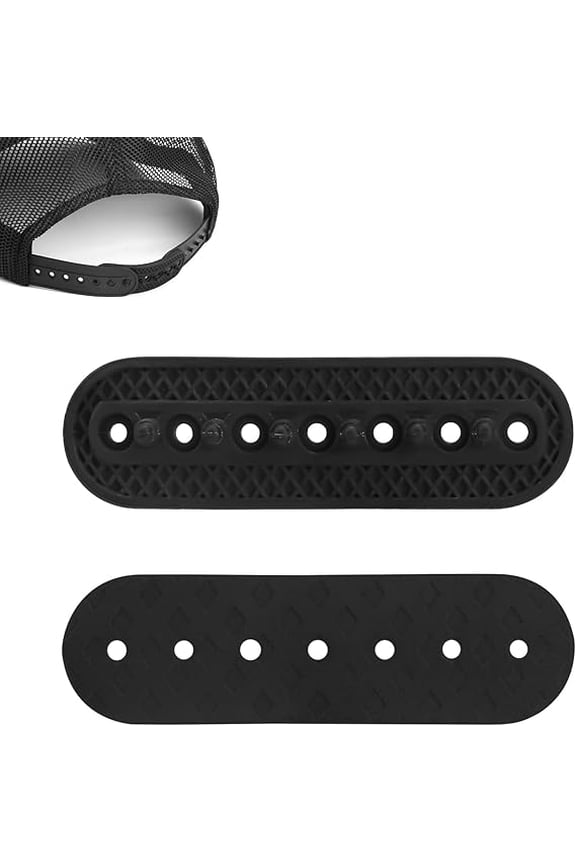 2 Pack Hat Extender 7 Holes Cap Strap Back Replacement Adjustable Hat Half Size Extension for Snapback Cowboy Cap Black
