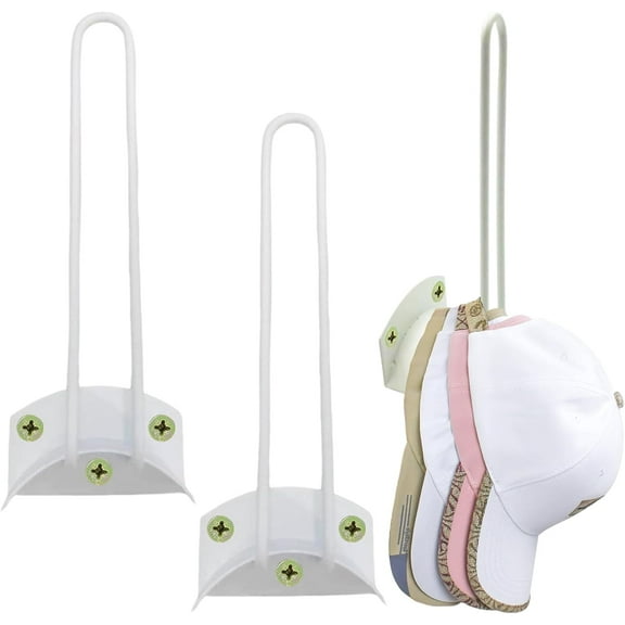 2 Pack Hat Organizer for Baseball Caps, Hat Racks for Baseball Caps, Hat Hooks for Wall, Hat Holders Can Hold More Than 10 Hats for for Closet, Door, White
