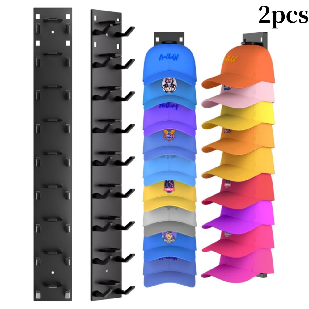 2 Pack Hat Organizer for Baseball Caps, Strong Adhesive Hat Rack for ...